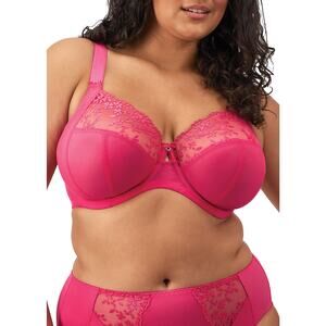 NWOT Elomi Zarla Stretch Banded Bra Embroidered Lace Love Potion Pink 38O